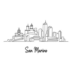 Fototapeta premium San Marino Cityscape Line Art Drawing - Minimalist Architectural Illustration