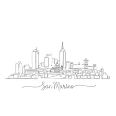 Fototapeta premium San Marino Line Art Cityscape Illustration