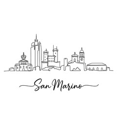 Naklejka premium San Marino Skyline - Minimalist Line Art Illustration