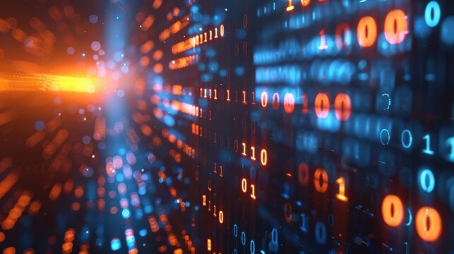 Modern Technology Background Showcasing Binary Code and Digital Data Flow
