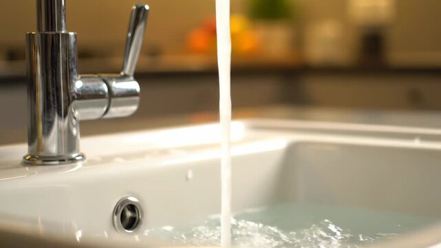 Faucet sink water flow material, faucet water flow close-up