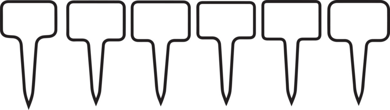 Five empty speech bubble icons in a row