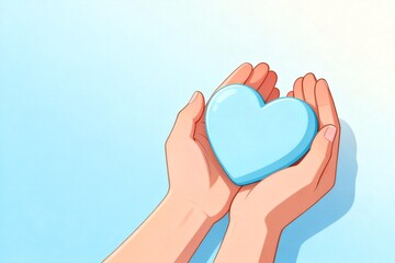 Obraz premium Hands Holding Blue Heart Against Soft Background
