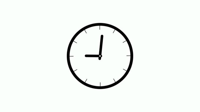 clock icon animation. analog clock timer circle animated. 12 Hours Clock. Clock icon vector,on a white background 4k animation video