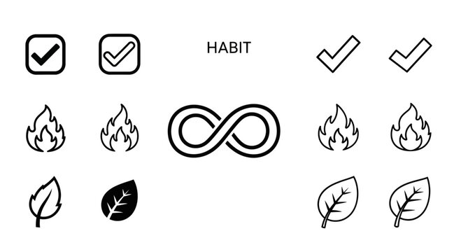 Minimalist line icons representing habit formation and growth