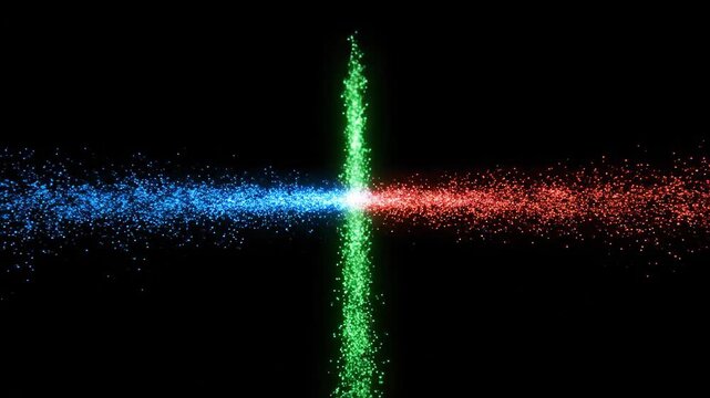 Blue particle light effect impact logo animation, red blue green particle light effect