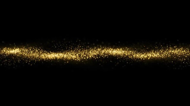 Gold particle logo special effect on black background, gold particle light effect back