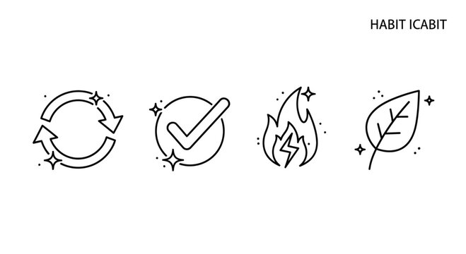 Minimalist line icons representing habit formation concepts and sustainable growth