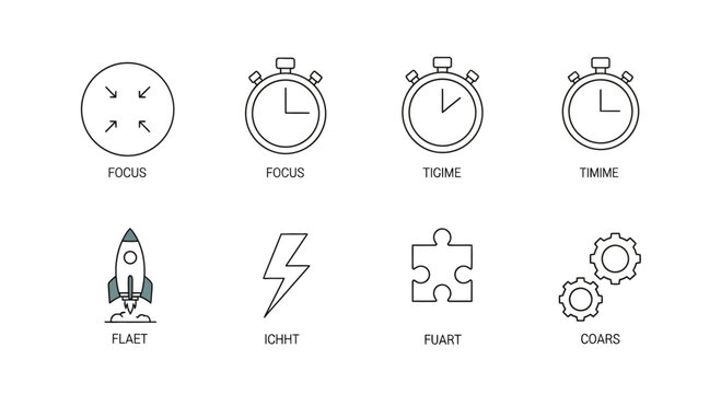 Minimalist linear icons set for business and productivity concepts