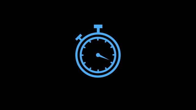 stopwatch icon on black bagraund .r design template. Stopwatch with Stopwatch or countdown icon. Flat icon for apps and websites, on a black background 4k animation video
