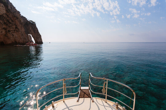 Sailing in the blue sea of the greek island of Zakynthos, Greek Islands, Greece