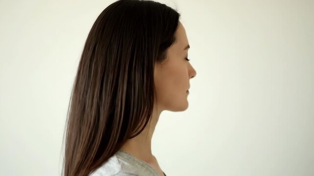 Close-up of women touching their heads, showing multi-angle portraits of women