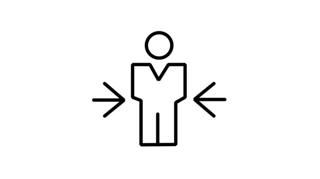 Business Focus Target Compression Animated Icon. Animated line icon of a businessman figure surrounded by incoming arrows representing central focus, market pressure, or target alignment.