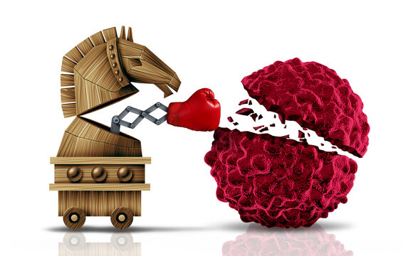 Trojan Horse therapy as hidden specially engineered cells viruses antibodies or nanoparticles to secretly deliver therapeutic agents directly to diseased cells while minimizing effects on healthy tiss