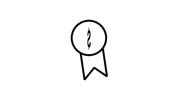 Financial Ribbon Award Success Animated Icon. Animated line icon featuring a financial dollar sign on a premium quality badge ribbon representing achievement, success, and reward.