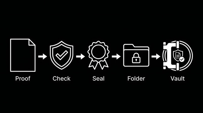 Secure document verification process with proof check seal folder