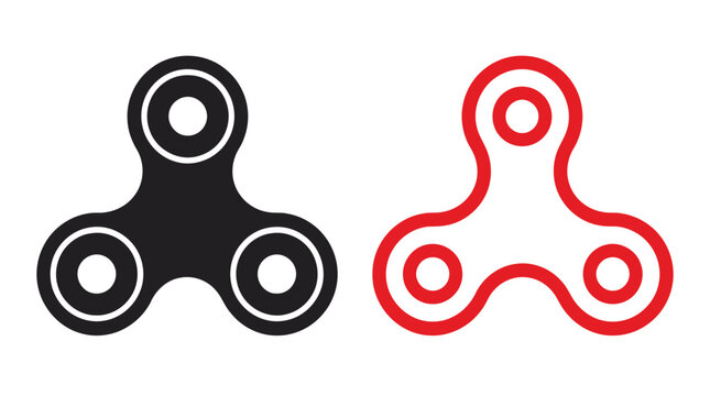 Fidget spinner silhouettes in black and red isolated on white background silhouette