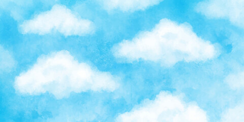 Fluffy white clouds drift serenely across a vibrant blue sky, creating a picturesque and tranquil backdrop. © LumenCraft