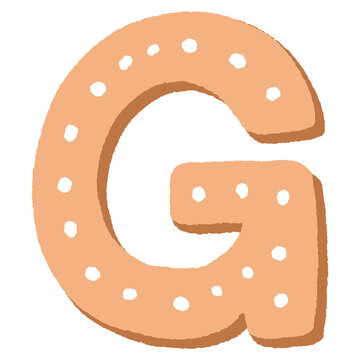 cartoon illustration of a brown letter G cookie 