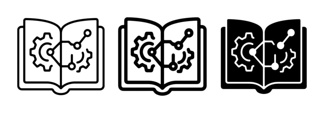Technical Manual Icon Set, Engineering Book Symbols, Science Guide Graphics, Technology Concepts, Innovation Knowledge, Learning Resources, Digital Data