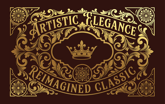 Luxury Antique Golden Frame Cover Design Template