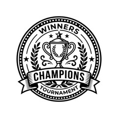 Fototapeta premium Vintage Champions Trophy Laurel Wreath Badge - Winners Award Emblem