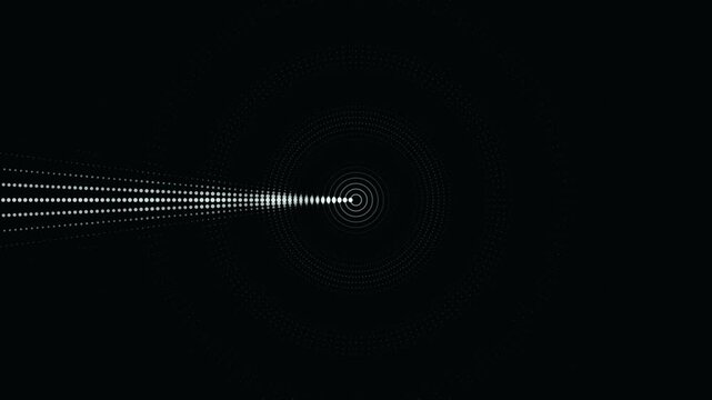 Minimalist white sonar radar sweep scanning on a black background. Ideal for high tech HUD overlays, user interfaces, and sci fi graphic designs