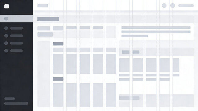 Abstract representation of a digital interface with data tables and navigation.