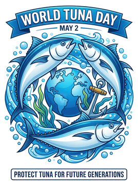 World Tuna Day, blue tuna fish, transparent background, ocean conservation