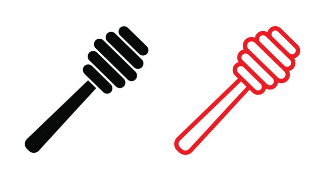 Honey dipper silhouettes in black and red simple vector illustration