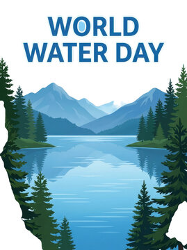 World Water Day transparent background lake mountain landscape