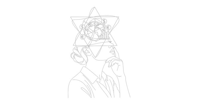 Abstract thought process, creative idea, mind map, business strategy, innovation, inspiration, human head silhouette