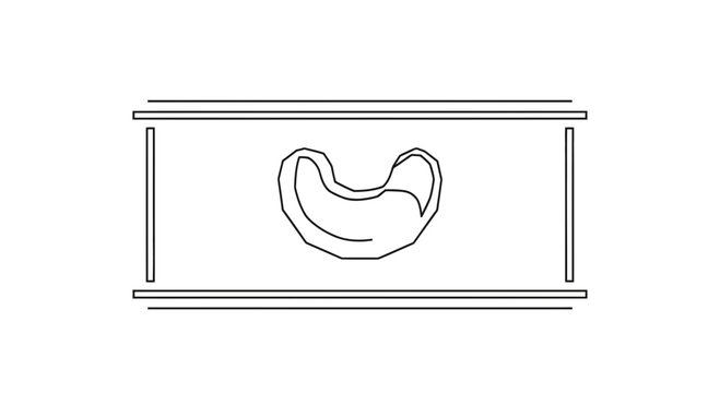 Abstract U-shaped form within a rectangular frame, minimalist line art, graphic design element