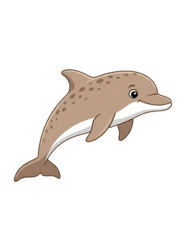 Cute cartoon dolphin with transparent background