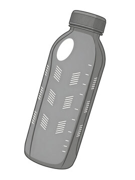 Grey plastic bottle with transparent background