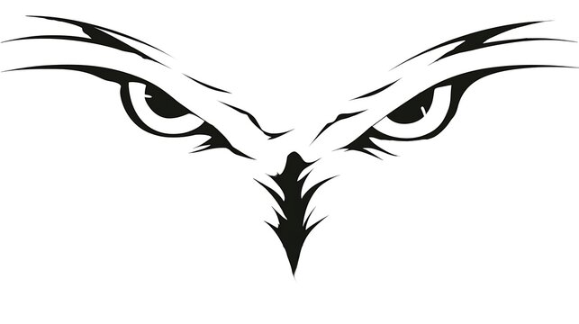 Black and white minimalist line of two bird wings facing each other flight