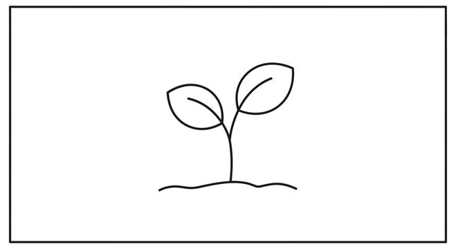 Minimalist seedling sprout growing from soil, symbolizing growth, new beginnings, and nature.