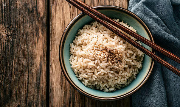 Chinese rice with chopsticks  