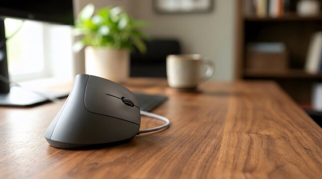 ergonomic vertical computer mouse designed for workplace comfort reducing wrist strain and improving long term productivity performance
