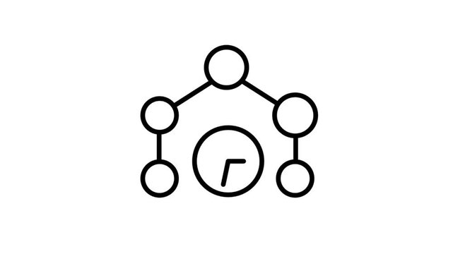 Team Time Management Network Animated Icon. Animated line icon representing a team network connected to a clock symbol for deadline tracking and project time management.