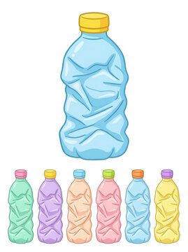 Colorful plastic bottles with transparent background