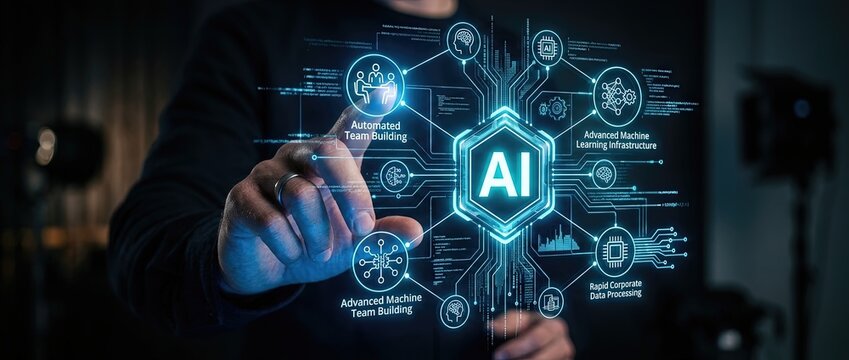 Innovative ai team building workshop in modern business environment interactive content engaging viewpoint on advanced machine learning strategies