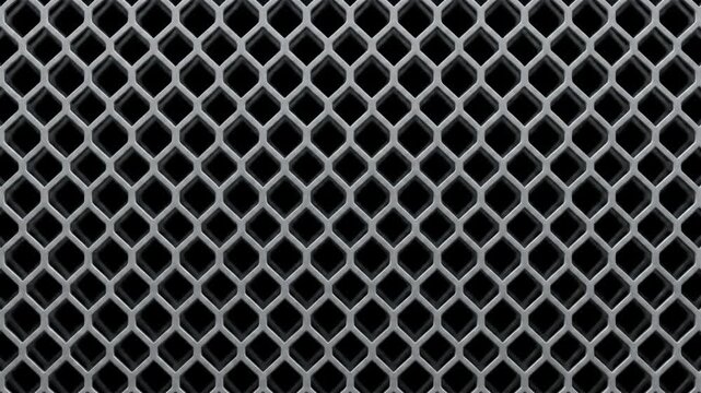 不規則な暗いブロック群が光の波面で規則的な金属グリッドへ急速に結晶化する構造化現象のCG