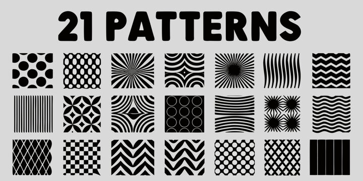 Geometric Patterns Collection Monochrome Vector Illustration abstract