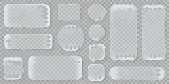 Glassmorphism frames collection on transparent background digital interface elements