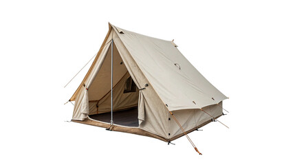 Vintage canvas camping tent outdoor tourism shelter adventure equipment object isolated on transparent background cut out © Ivan