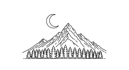 Mountain Forest Landscape Line Art © Sucang