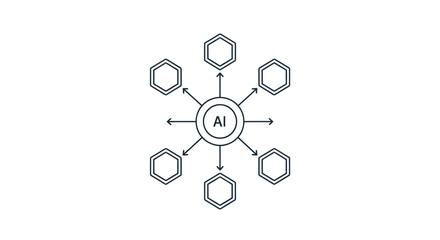 Fototapeta premium AI Network Architecture Diagram Vector