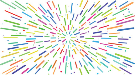 Fototapeta premium Vibrant Abstract Sunburst Background with Colorful Rounded Streaks and Dynamic Radial Pattern