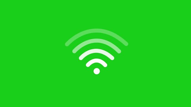 Smooth Wi-Fi connection signal animation.Wi-fi symbol animated, white 4k Animation video on Black Background